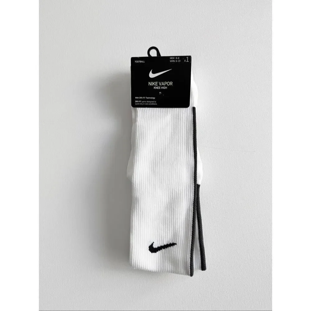 NIKE Men/ Women  Vapor Knee High football  Socks size M 6-8 W 6-10 Black White